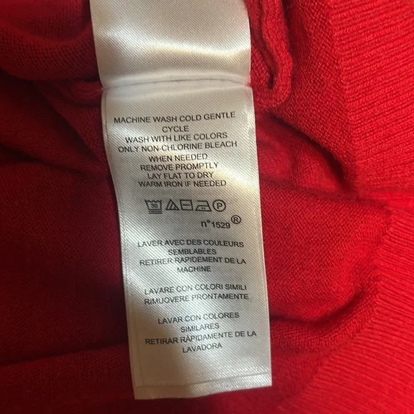 Red Ralph Lauren Top with Black & Red Sleeve Ties Size Large - Picture 6 of 6